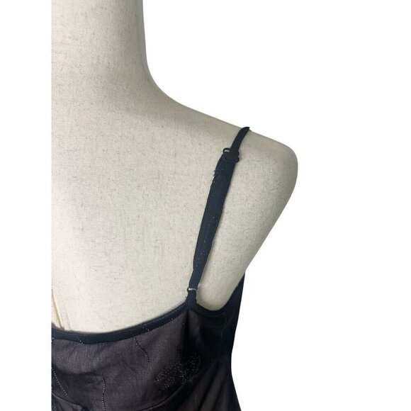 Vtg Y2k Milkmaid Dress Fits M Black Pink Sheer Whimsigoth Goth Fairy Sequin - Picture 7 of 16